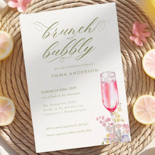 Elegant Calligraphy Brunch & Bubbly Bridal Shower Invitation