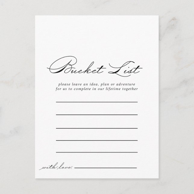 Elegant Calligraphy Bucket List Cards (Front)