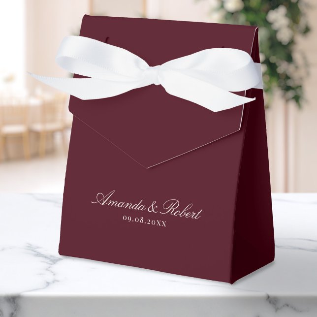 Elegant Calligraphy Burgundy Wedding Favour Box (Creator Uploaded)