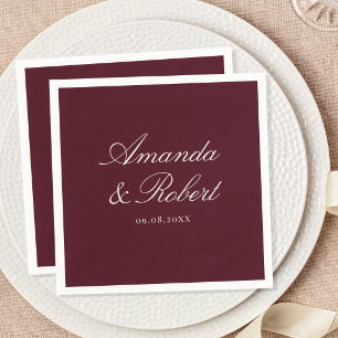 Elegant Calligraphy Burgundy Wedding Napkin