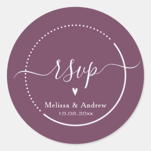 Elegant Calligraphy - Burgundy Wedding RSVP Classic Round Sticker
