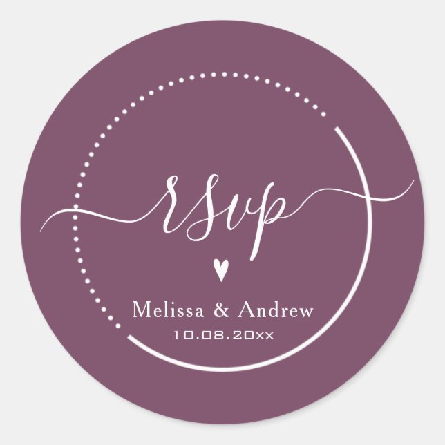 Elegant Calligraphy - Burgundy Wedding RSVP Classic Round Sticker (Front)