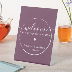 Elegant Calligraphy - Burgundy Wedding Welcome Pedestal Sign