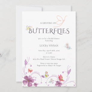 Elegant Calligraphy Butterflies Bridal Shower Invitation