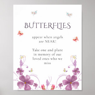 Elegant Calligraphy Butterflies In Loving Memory Poster