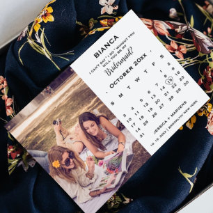 Elegant calligraphy calendar bridesmaid proposal   invitation