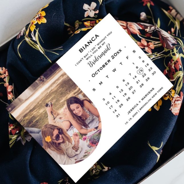 Elegant calligraphy calendar bridesmaid proposal   invitation (Creator Uploaded)