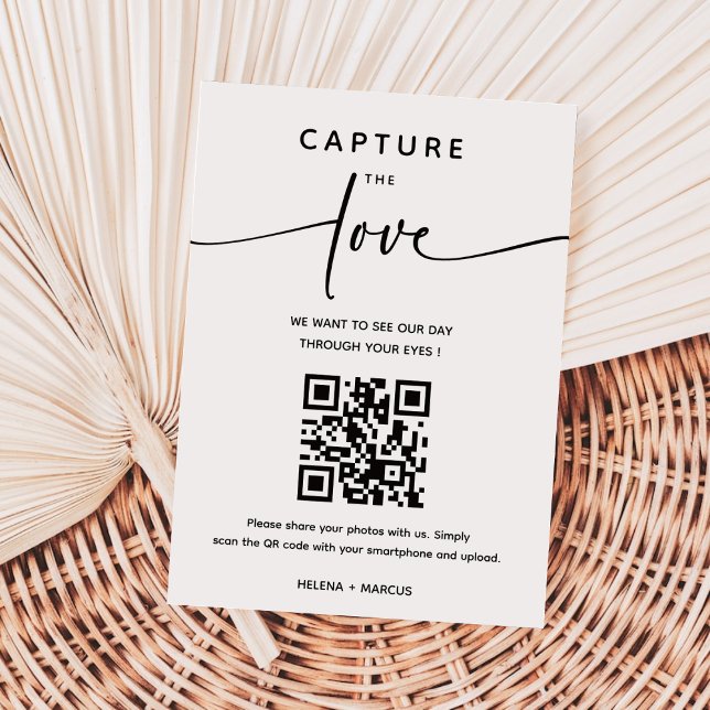 Elegant Calligraphy Capture The Love QR code  Enclosure Card (Creator Uploaded)