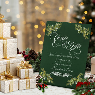Elegant Calligraphy Card & Gifts - Emerald/Silver Pedestal Sign