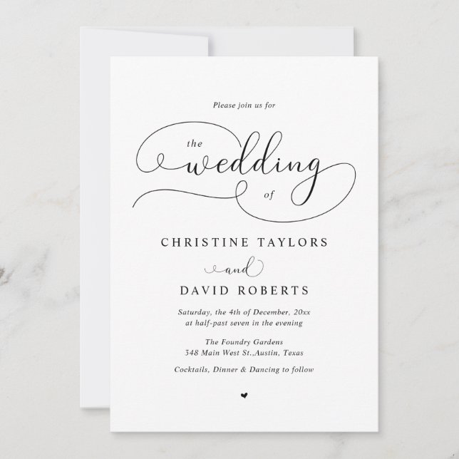 Elegant Calligraphy, Casual Wedding Invitation (Front)
