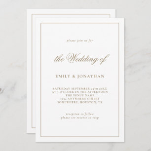 Elegant Calligraphy Champagne Gold Wedding Invitation