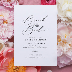 Elegant Calligraphy Chic Bridal Shower Brunch Invitation