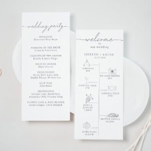 Elegant Calligraphy Chic Grey Timeline Wedding Programme