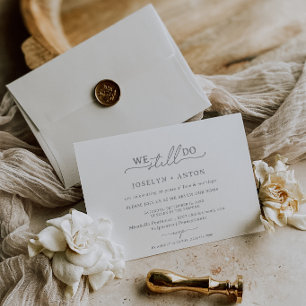 Elegant Calligraphy Chic Grey Vow Renewal  Invitation