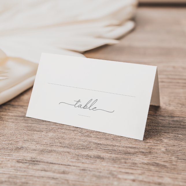 Elegant Calligraphy Chic Grey Wedding Folded Place Card (Creator Uploaded)