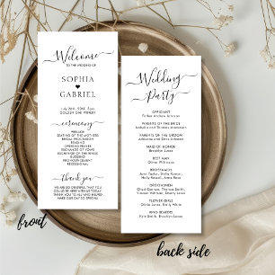 Elegant Calligraphy Chic Script Wedding Ceremony Programme