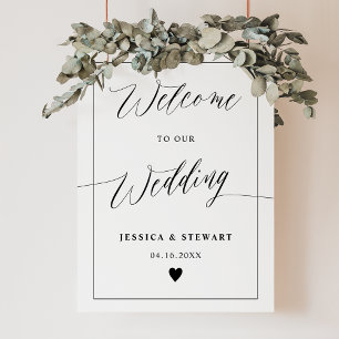 Elegant calligraphy chic script wedding welcome poster