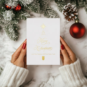 Elegant Calligraphy Christmas Tree White & Gold