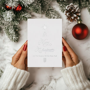 Elegant Calligraphy Christmas Tree White & Silver