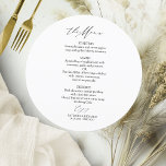 Elegant Calligraphy Circle Wedding Menu Card<br><div class="desc">Capture the timeless elegance of your special day with our simple,  chic calligraphy black and white wedding suite.</div>