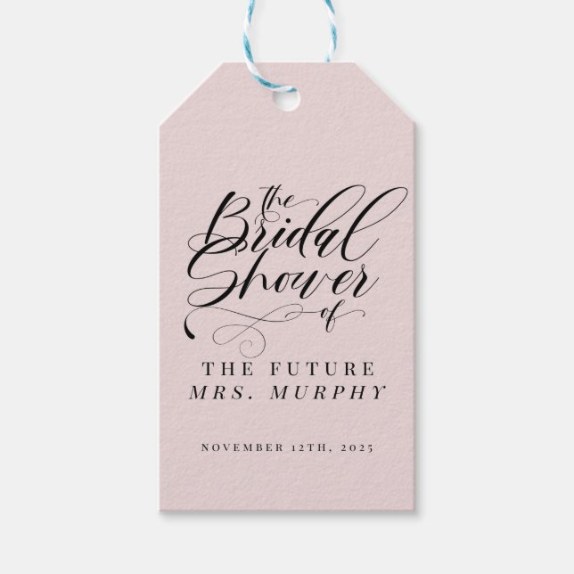 Elegant Calligraphy Classic Bridal Shower Gift Tag (Front)
