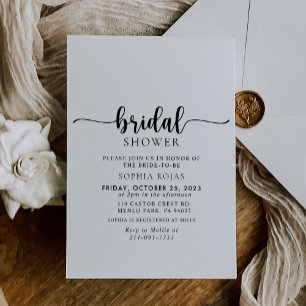 Elegant Calligraphy Classic Bridal shower  Invitation