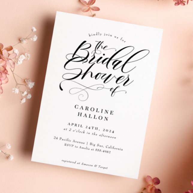 Elegant Calligraphy Classic Bridal Shower Invitation (Creator Uploaded)