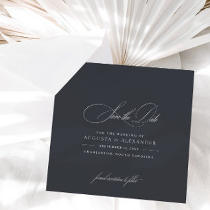 Elegant Calligraphy Classic Chic Dark Grey Save The Date