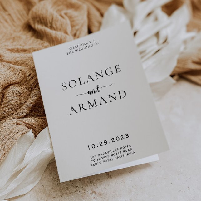 Elegant Calligraphy Classic Folded Wedding Program Programme (Creator Uploaded)