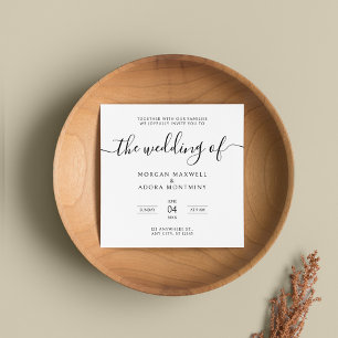 Elegant Calligraphy Classic Square Wedding Invitation