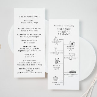 Elegant Calligraphy Classic Timeline Wedding Programme