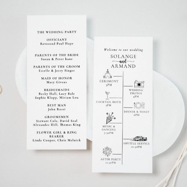 Elegant Calligraphy Classic Timeline Wedding  Programme (Creator Uploaded)