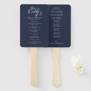Elegant Calligraphy Classic Wedding Program Hand F Hand Fan