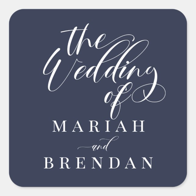 Elegant Calligraphy Classic Wedding Square Sticker (Front)
