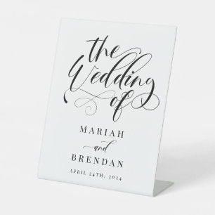 Elegant Calligraphy Classic Wedding Welcome Pedestal Sign