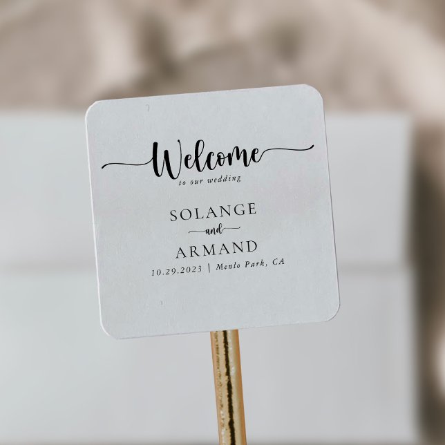 Elegant Calligraphy classic Wedding Welcome  Square Sticker (Creator Uploaded)