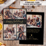 Elegant Calligraphy Collage Christmas Happy Holiday Card<br><div class="desc">Elegant Minimal Modern Elegant Calligraphy Black and Gold 5 Photo Collage "happy holidays" Script Christmas Holiday Card. PLEASE NOTE, THESE 6.5" X 8.75" SIZE CARDS ARE LARGER THAN AVERAGE, DUE TO THE LARGER CARD SIZE, IT'S ALMOST CERTAIN THAT THE POSTAGE COSTS WILL BE HIGHER. IF YOU PREFER THE STANDARD 5X7"...</div>