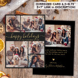 Elegant Calligraphy Collage Christmas Happy Holiday Card<br><div class="desc">Elegant Minimal Modern Elegant Calligraphy Black and Gold 5 Photo Collage "happy holidays" Script Christmas Holiday Card. PLEASE NOTE, THESE 6.5" X 8.75" SIZE CARDS ARE LARGER THAN AVERAGE, DUE TO THE LARGER CARD SIZE, IT'S ALMOST CERTAIN THAT THE POSTAGE COSTS WILL BE HIGHER. IF YOU PREFER THE STANDARD 5X7"...</div>