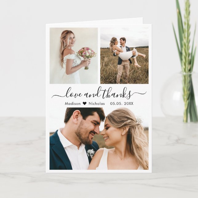 Elegant Calligraphy Collage Wedding Thank You  (Front)