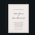 Elegant Calligraphy Cream White Black Wedding Invitation<br><div class="desc">Elegant,  formal and classy wedding invitation template with calligraphy script typography for the couple's names,  cream white background,  an elegant frame on the front and a black backer. Customise it with your own wedding information.</div>