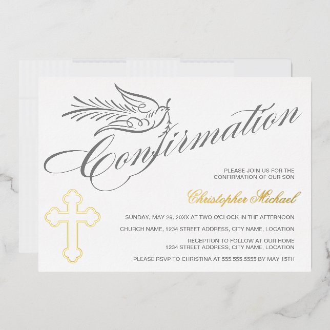 Elegant Calligraphy Cross and Dove Confirmation (Envelope)