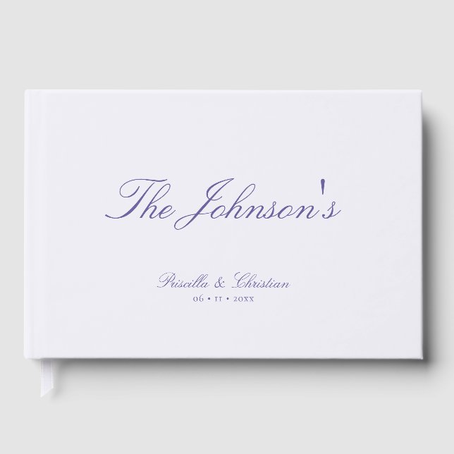 Elegant Calligraphy Custom Couples Wedding Guest Book (Front)