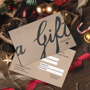 Elegant Calligraphy Custom Kraft Gift Certificate