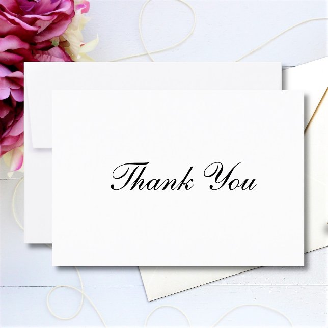 Elegant Calligraphy Custom Text Black White Thank You Card (Creator Uploaded)