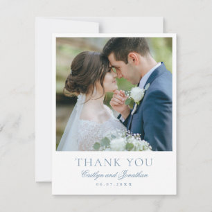 Elegant Calligraphy Custom Wedding Photo Thank You Card