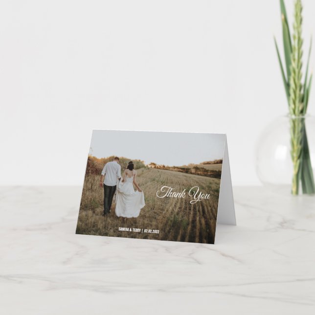 Elegant calligraphy custom wedding  thank you card (Front)