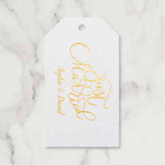 Elegant Calligraphy Customisable Just Married Gift Tags