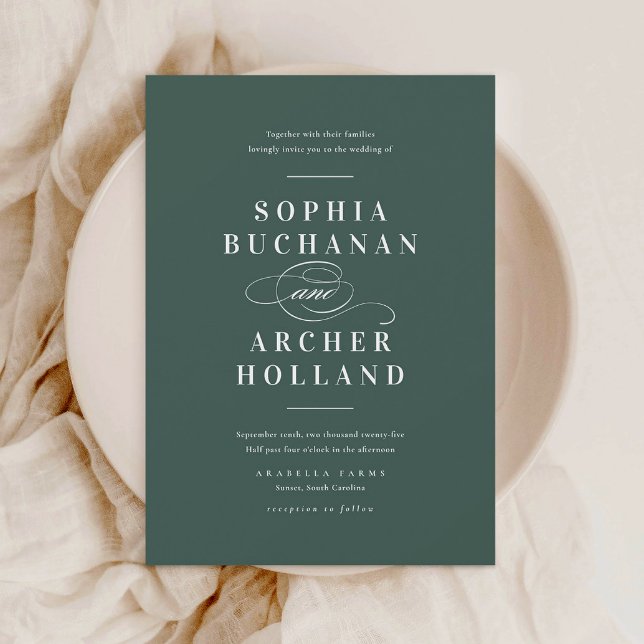 Elegant Calligraphy Dark Green Wedding  Invitation (Creator Uploaded)