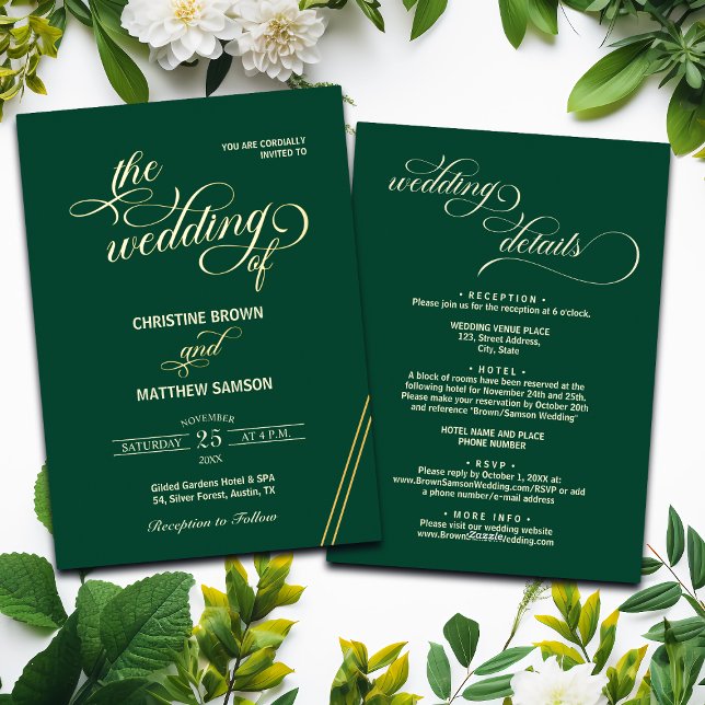 Elegant Calligraphy Details on Back Teal Wedding (Creator Uploaded)