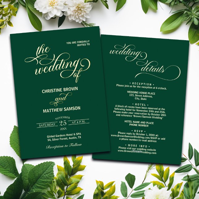Elegant Calligraphy Details on Back Teal Wedding (Creator Uploaded)